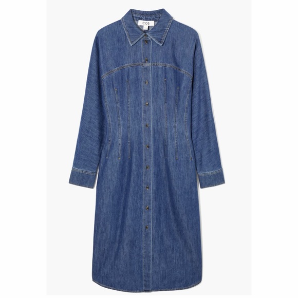 NWT COS Oversized Waisted Denim Shirt Dress Midi Length Size 8 - Picture 15 of 15